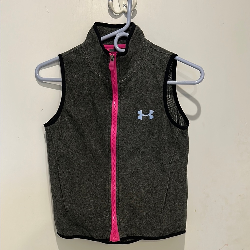 Kids Under Armour Gray Vest with Pink Zipper